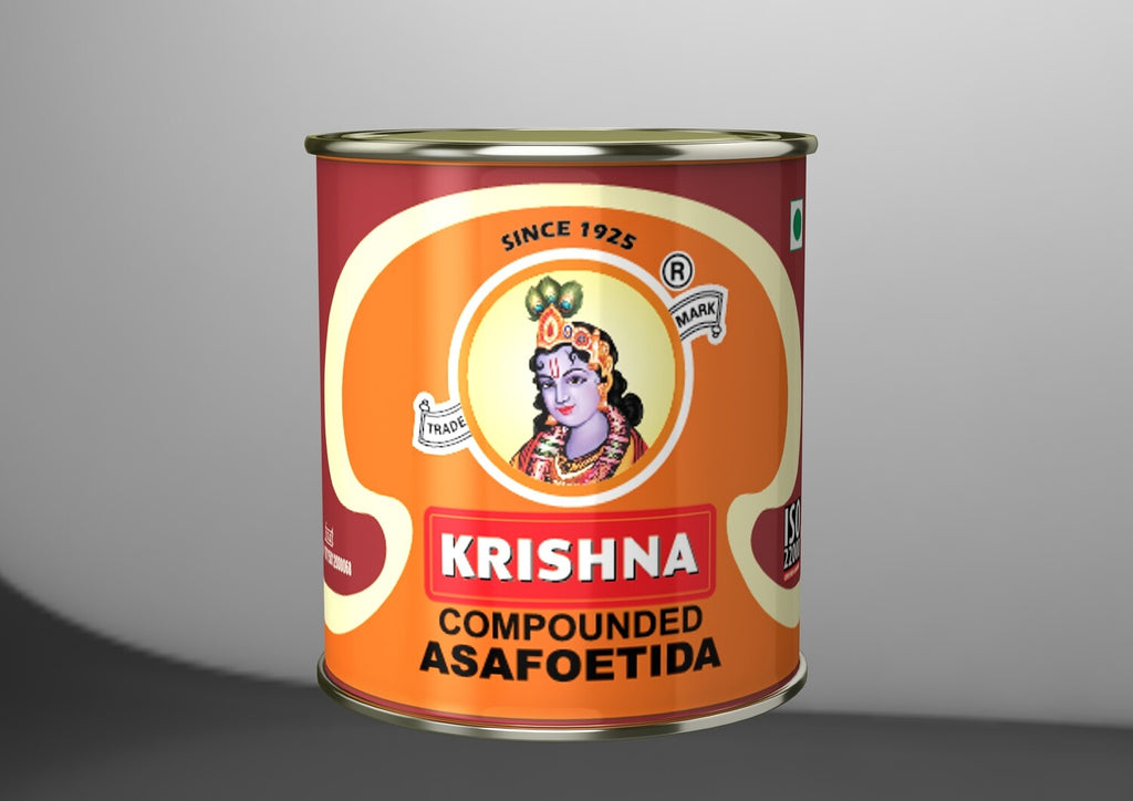 Krishna Hing Ras Whole compounded asafoetida tin, front
