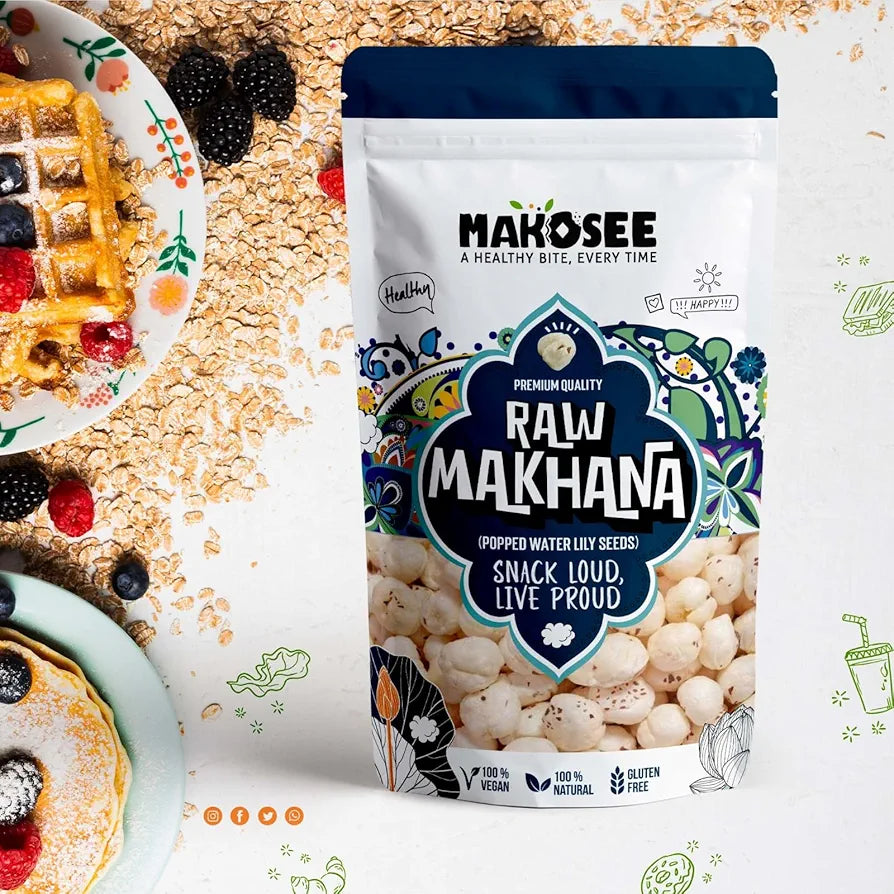 Makosee Premium Raw Makhana 250g | Popped Water lily seeds